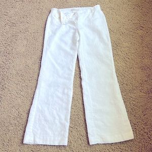 LOFT white linen wide leg pants S